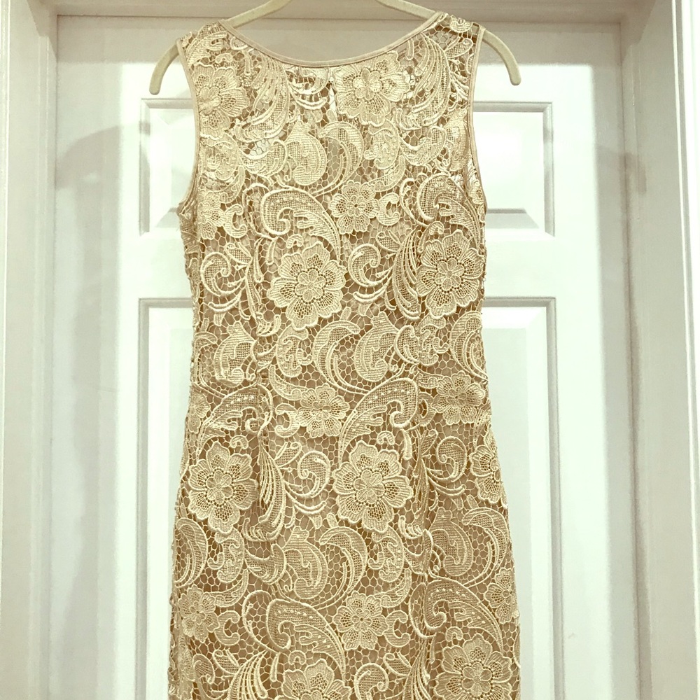 Adrianna Papell champagne evening dress